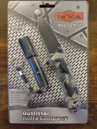 Razor Tactical Rescue Pocket Knife w/LED light set 3.25" Blade Camo